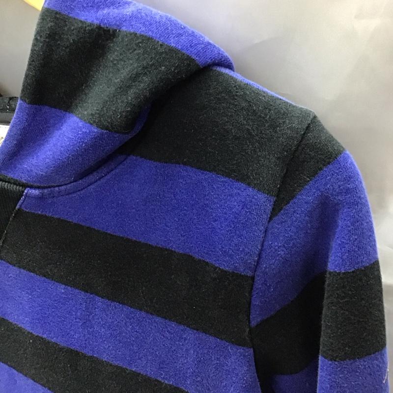 古着 USED ワンピース ひざ丈スカート TOMMY パーカーワンピース スウェット 長袖 M ボーダー柄 黒 / ブラック / X 青 / ブルー /  レディース USED 古着 中古 10114857