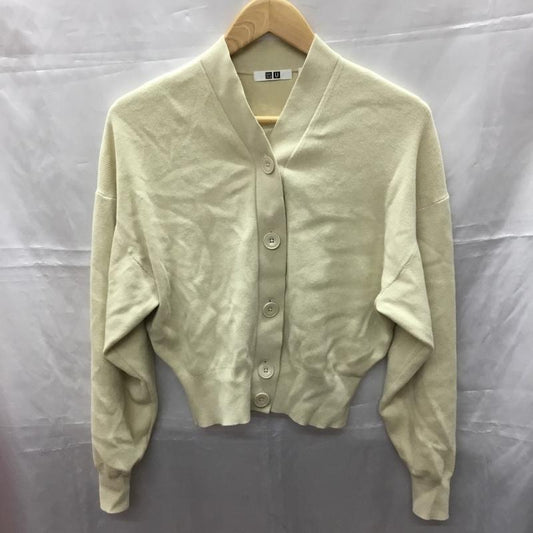 ユニクロ UNIQLO カーディガン 長袖 251-447409 ショートカーディガン 長袖ニットカーディガン 前開カーディガン S 無地 ベージュ / ベージュ /  レディース USED 古着 中古 10109996