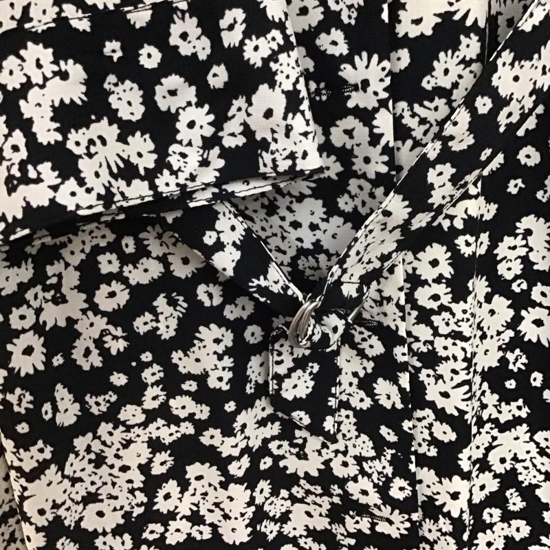 セシルマクビー CECIL McBEE ワンピース ロングスカート 長袖シャツロングワンピース 前開 フレアスカート FREE プリント 白 / ホワイト / X 黒 / ブラック /  レディース USED 古着 中古 10147110