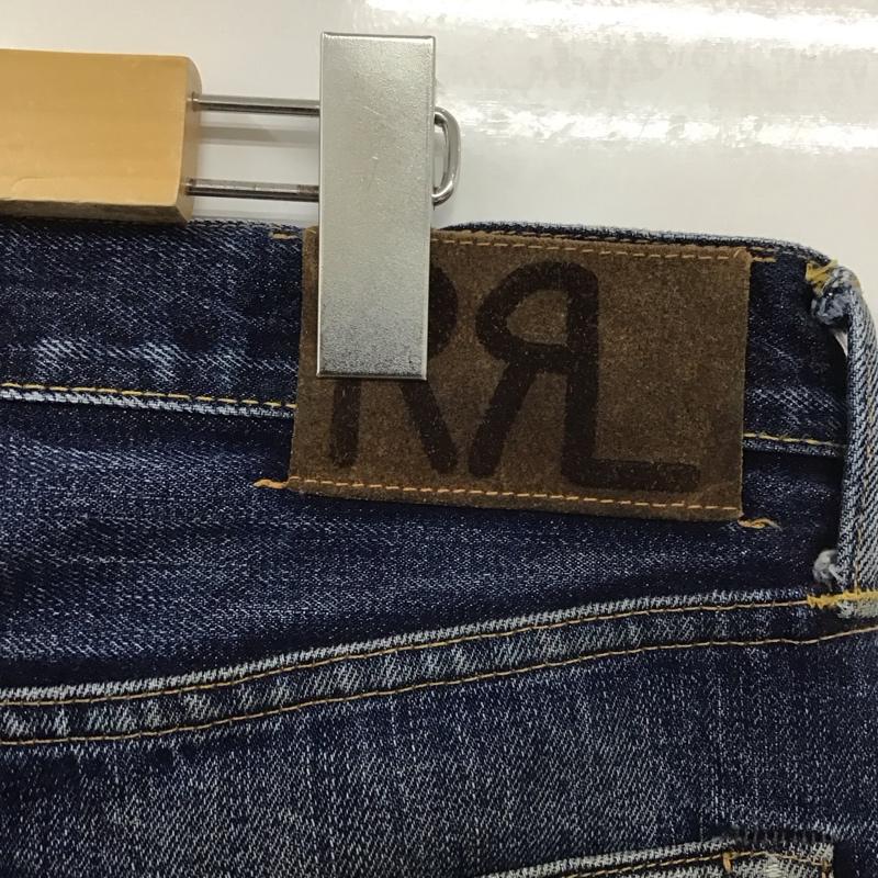 ダブルアールエル RRL パンツ デニム、ジーンズ デニムパンツ ストレートパンツ ワイドパンツ カジュアルパンツ ダメージ加工 32インチ 無地 インディゴ / インディゴ /  メンズ USED 古着 中古 10109310