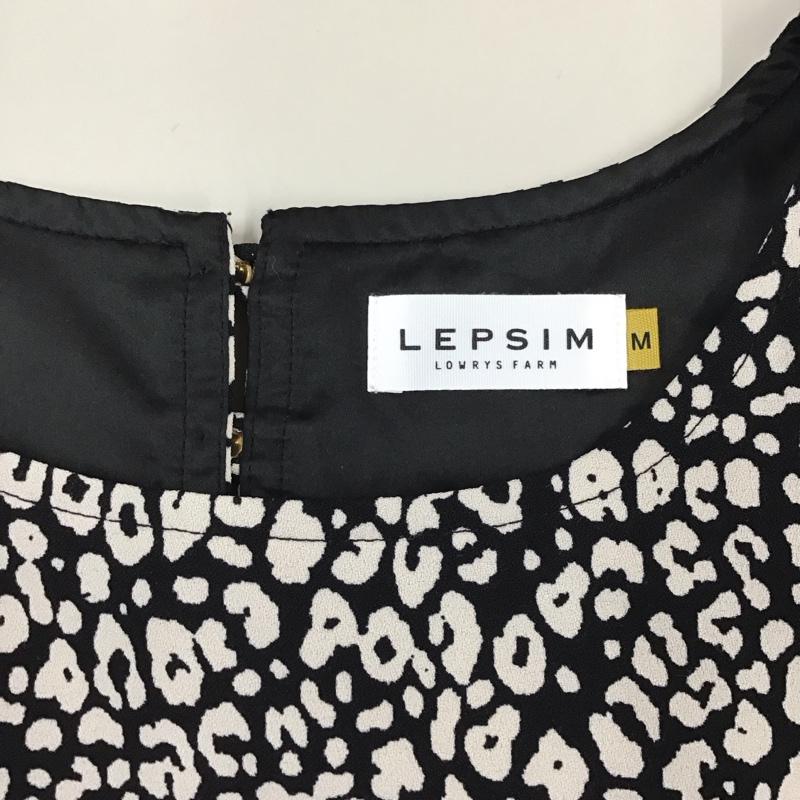 レプシィム LEPSIM ワンピース ひざ丈スカート LP271065N9 長袖 アニマル柄 M ヒョウ柄・レオパード柄 黒 / ブラック /  レディース USED 古着 中古 10123490