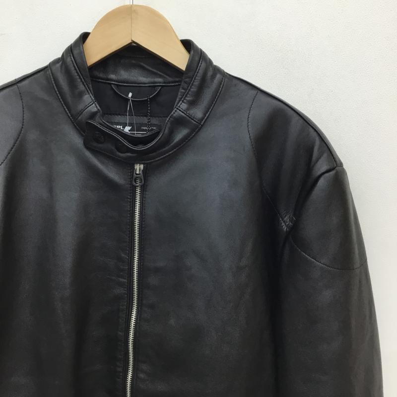 リプレイ REPLAY ジャケット、上着 レザージャケット M8368.000.84834 ラムレザー　シングルバイカージャケット XL ロゴ、文字 黒 / ブラック /  メンズ USED 古着 中古 10120962
