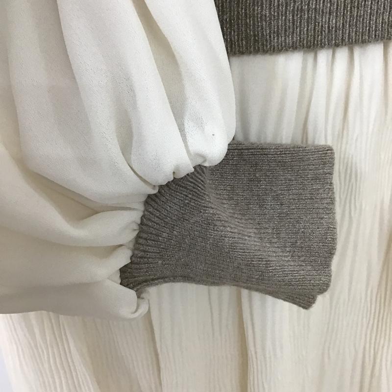 センスオブプレイスバイアーバンリサーチ SENSE OF PLACE by URBAN RESEARCH ワンピース ロングスカート aa34-26b012 マジョリカプリーツドッキングワンピース 長袖ワンピース フレアスカート 無地 ベージュ / ベージュ / X 茶 / ブラウン /  レディース USED 古着 中古 10105958