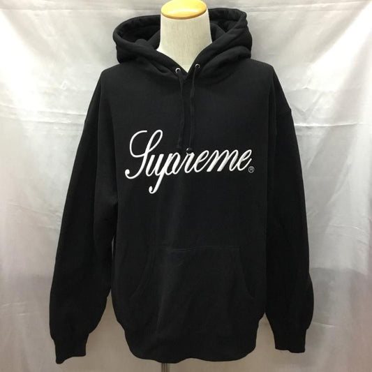 シュプリーム Supreme パーカー 長袖 2023年秋冬 RaisedScriptHoodedSweatshirt 長袖パーカー スウェット L ロゴ、文字 黒 / ブラック /  メンズ USED 古着 中古 10114802