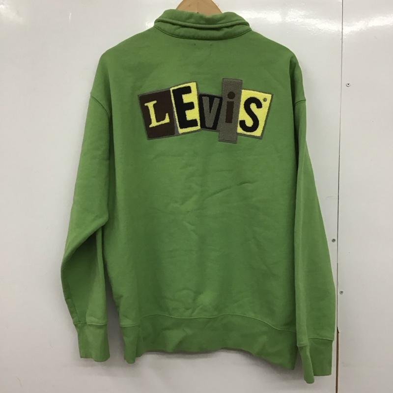 リーバイス Levi s トレーナー 長袖 長袖スウェット ジップアップネック トレーナー L ロゴ、文字 黄緑 / イエローグリーン /  メンズ USED 古着 中古 10148953
