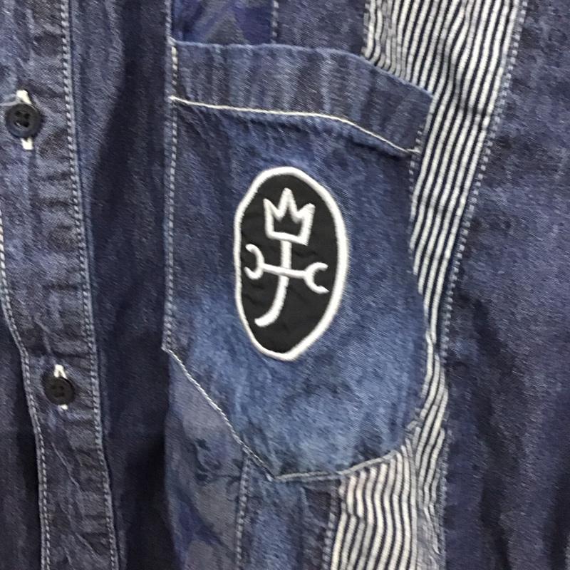 カステルバジャック CASTELBAJAC シャツ、ブラウス 長袖 長袖デニムシャツ カラーシャツ 長袖シャツ 48 ロゴ、文字 インディゴ / インディゴ /  メンズ USED 古着 中古 10137130