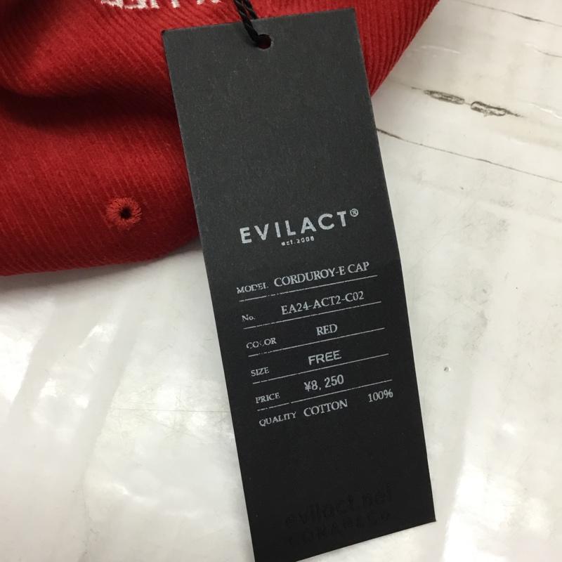 イーブルアクト EVILACT 帽子 キャップ EA24-ACT2-C02 CORDUROY-E CAP コーデュロイ タグ付き ワンポイント 赤 / レッド /  メンズ USED 古着 中古 10122444