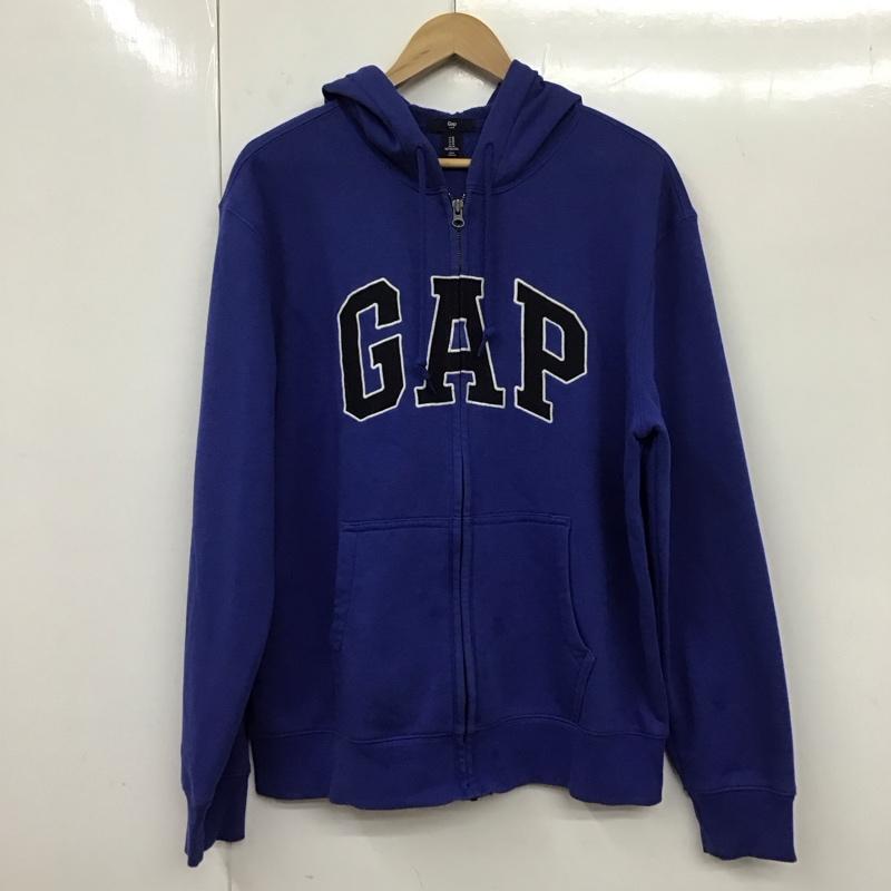 ギャップ GAP パーカー 長袖 ジップアップパーカー 長袖パーカー カジュアルジャケット M ロゴ、文字 青 / ブルー /  メンズ USED 古着 中古 10131986