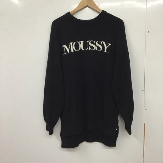 マウジー MOUSSY ニット、セーター 長袖 029EAA70-5060 クルーネック FREE ロゴ、文字 黒 / ブラック /  レディース USED 古着 中古 10138687