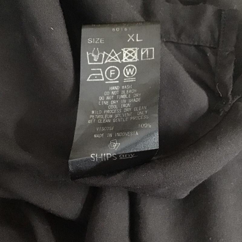 シップス SHIPS シャツ、ブラウス 半袖 711-52-0010 ウォッシャブル オープンカラー レーヨン any XL 無地 黒 / ブラック /  メンズ USED 古着 中古 10112159