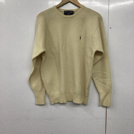ラルフローレン RALPHLAUREN ニット、セーター 長袖 長袖ニットカットソー クルーネック セーター M ロゴ、文字 白 / ホワイト /  メンズ USED 古着 中古 10142384