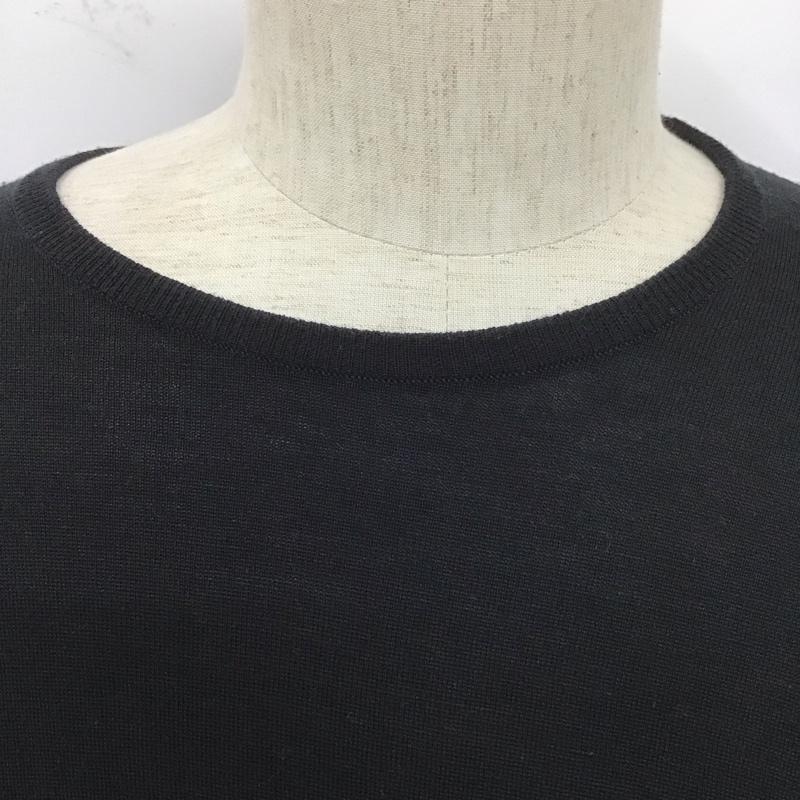 ジョンスメドレー JOHN SMEDLEY カットソー 長袖 長袖ニットカットソー クルーネック セーター L 無地 黒 / ブラック /  メンズ USED 古着 中古 10127364
