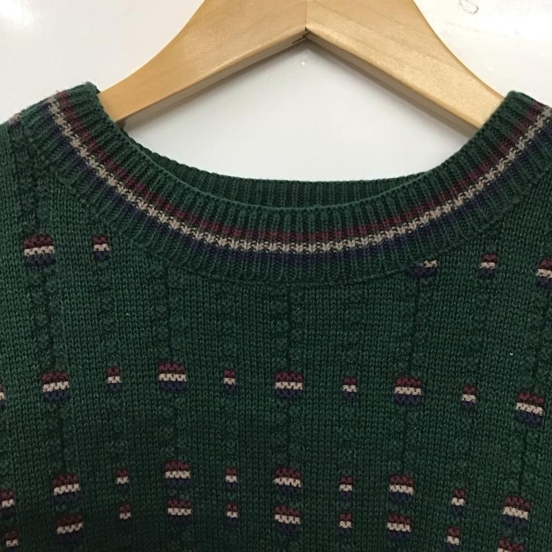 古着 USED ニット、セーター 長袖 長袖ニットカットソー クルーネック セーター L 総柄 緑 / グリーン /  メンズ USED 古着 中古 10144763