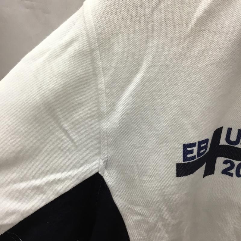 エディーバウアー Eddie Bauer カットソー 半袖 ハーフジップ M ロゴ、文字 白 / ホワイト / X 紺 / ネイビー /  メンズ USED 古着 中古 10117803
