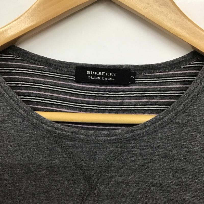 バーバリーブラックレーベル BURBERRY BLACK LABEL カットソー 長袖 長袖カットソー クルーネックカットソー プリントカットソー 3 ロゴ、文字 灰 / グレー /  メンズ USED 古着 中古 10130833