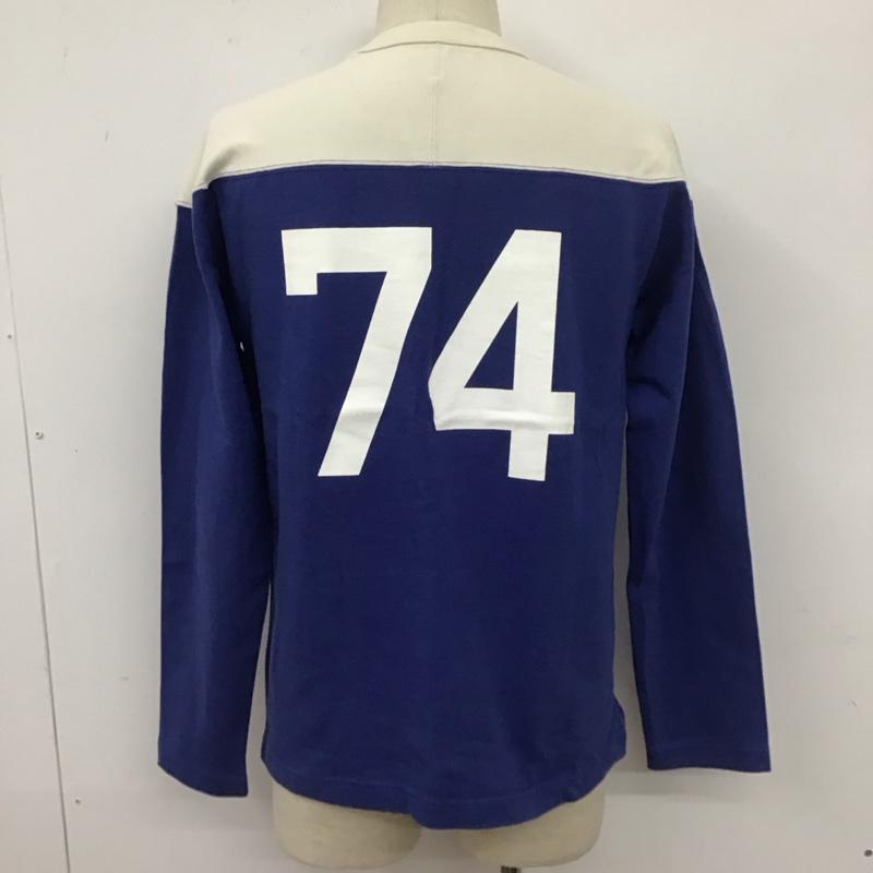 イーブルアクト EVILACT Tシャツ 長袖 クルーネック ナンバリングプリント M ロゴ、文字 青 / ブルー / X アイボリー / アイボリー /  メンズ USED 古着 中古 10111200