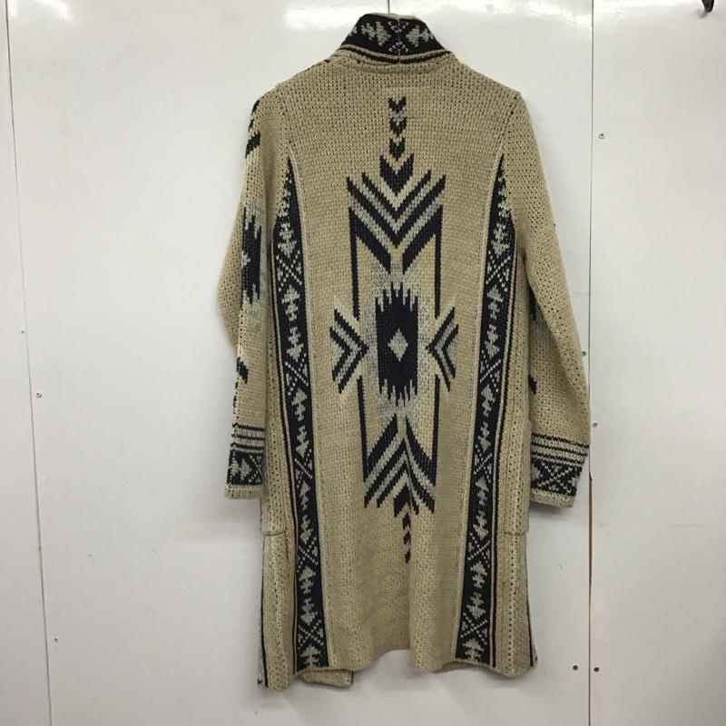 ベイフロー BAYFLOW カーディガン 長袖 BW1709BF02 ガウンニット ロング丈 3 ネイティブ柄 ベージュ / ベージュ / X 紺 / ネイビー /  レディース USED 古着 中古 10146617