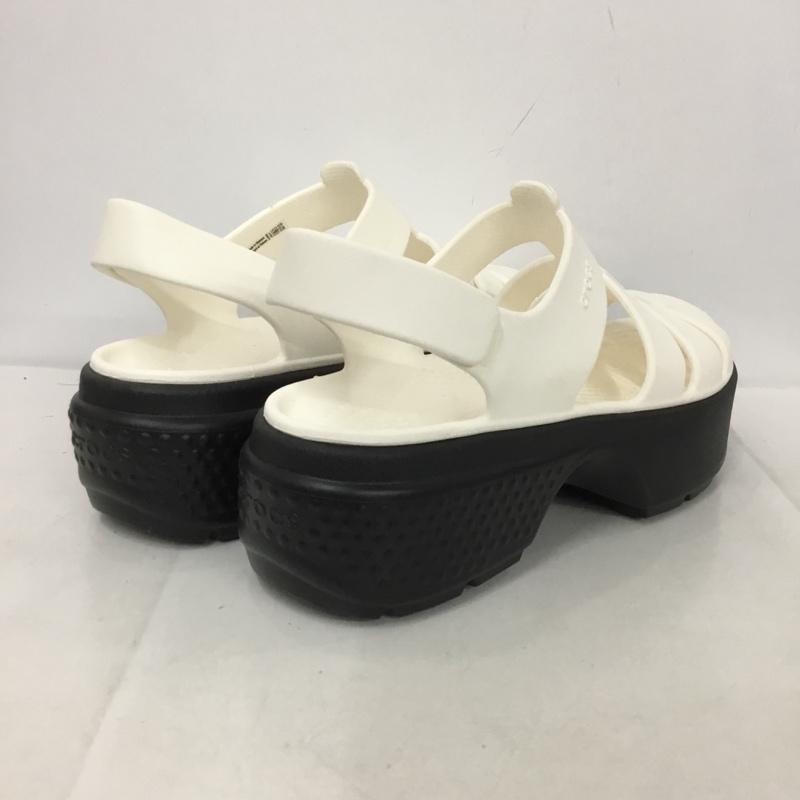 クロックス crocs サンダル サンダル ストンプ フィッシャーマンサンダル 厚底 M9 ロゴ、文字 白 / ホワイト / X 黒 / ブラック /  メンズ USED 古着 中古 10137384
