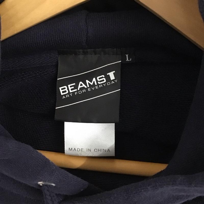 ビームス BEAMS パーカー 長袖 長袖パーカー プルオーバーパーカー スウェット L プリント 紺 / ネイビー /  メンズ USED 古着 中古 10130619
