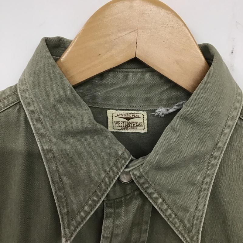 ウエアハウス WAREHOUSE シャツ、ブラウス 長袖 長袖シャツ 無地シャツ カラーシャツ ミリタリーシャツ 無地 カーキ / カーキ /  メンズ USED 古着 中古 10136559