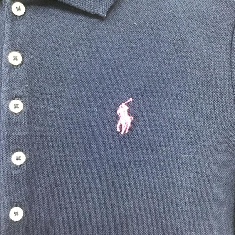 ポロラルフローレン POLO RALPH LAUREN ポロシャツ 半袖 半袖ポロシャツ カラーシャツ 半袖カットソー XL ロゴ、文字 紺 / ネイビー /  レディース USED 古着 中古 10135617