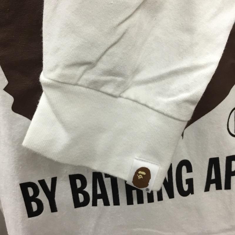 アベイシングエイプ A BATHING APE Tシャツ 長袖 ロンT クルーネック プリント APE HEAD L ロゴ、文字 白 / ホワイト /  メンズ USED 古着 中古 10119807