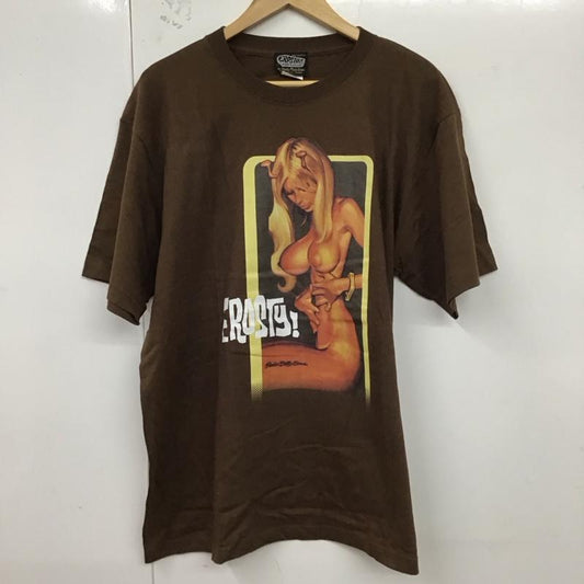 エロスティカ EROSTiKA Tシャツ 半袖 クルーネック コットン XL プリント 茶 / ブラウン /  メンズ USED 古着 中古 10123379