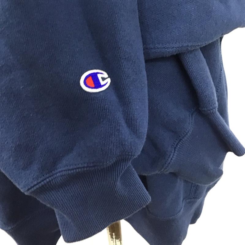 ミルクフェド MILKFED. トレーナー 長袖 cwss019 チャンピオンコラボ 長袖トレーナー スウェット クルーネック リブスウェットカットソー M ロゴ、文字 紺 / ネイビー /  レディース USED 古着 中古 10123782