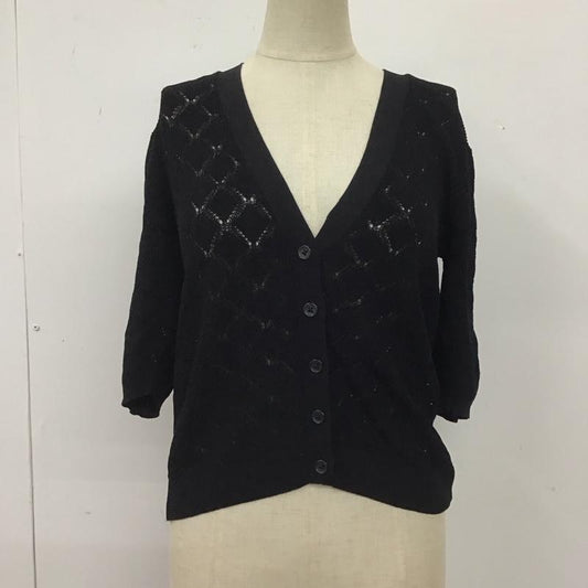 ザラ ZARA カーディガン 半袖 Vネック 五分袖 M  黒 / ブラック /  レディース USED 古着 中古 10109658
