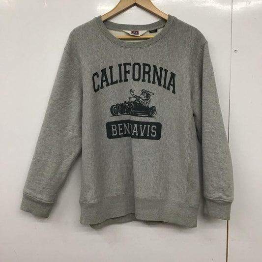ベンデイビス BEN DAVIS トレーナー 長袖 長袖トレーナー スウェット クルーネック プルオーバー M プリント 灰 / グレー /  メンズ USED 古着 中古 10147977