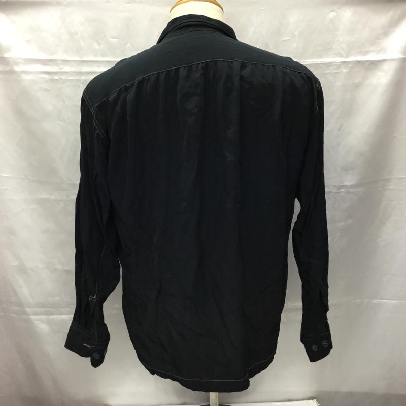 古着 USED シャツ、ブラウス 長袖 長袖シャツカラーシャツ カジュアルシャツ ポケットシャツ M 無地 黒 / ブラック /  メンズ USED 古着 中古 10106590
