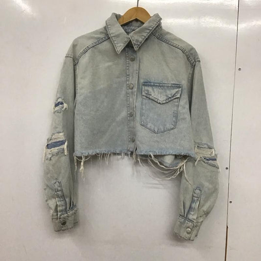 ザラ ZARA ジャケット、上着 ジャケット、ブレザー 8197/096/406 TRF JULDUR DENIM CROPPED USTKI XS 水色 / ライトブルー /  レディース USED 古着 中古 10136622