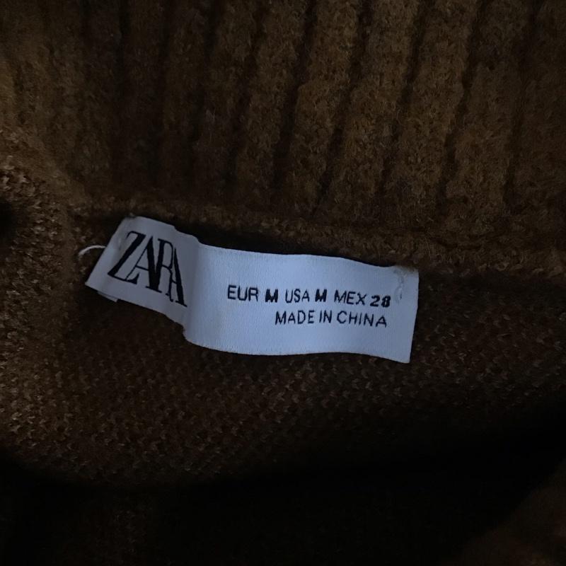 ザラ ZARA ニット、セーター 長袖 9598 152 700 タートルネック M 無地 茶 / ブラウン /  レディース USED 古着 中古 10112031