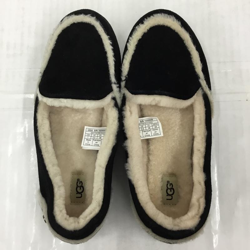 アグ UGG カジュアルシューズ カジュアルシューズ 1020029 HAILEY ヘイリー モカシン 24cm 箱有 24.0cm ワンポイント 黒 / ブラック / X 白 / ホワイト /  レディース USED 古着 中古 10105722