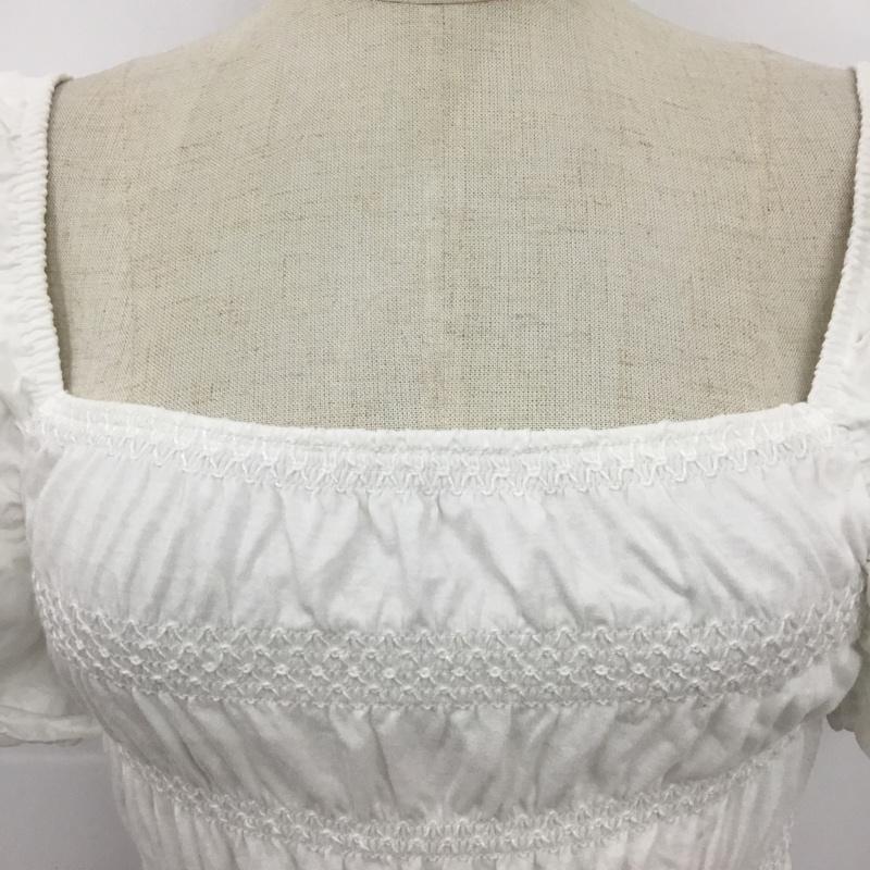 ザラ ZARA カットソー 半袖 半袖カットソー フリル袖 ショート丈カットソー S レース柄 白 / ホワイト /  レディース USED 古着 中古 10110309
