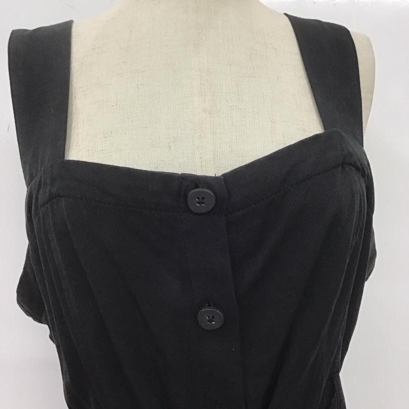 ザラティーアールエフ ZARA TRF ワンピース ロングスカート 4117 201 800 ノースリーブ フロントボタン L 無地 黒 / ブラック /  レディース USED 古着 中古 10108563