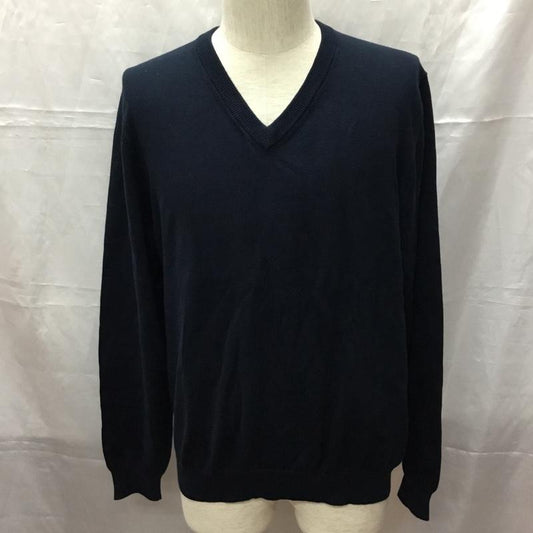 ブルックスブラザーズ BROOKS BROTHERS ニット、セーター 長袖 Vネック タグ付き M 無地 紺 / ネイビー /  メンズ USED 古着 中古 10112874