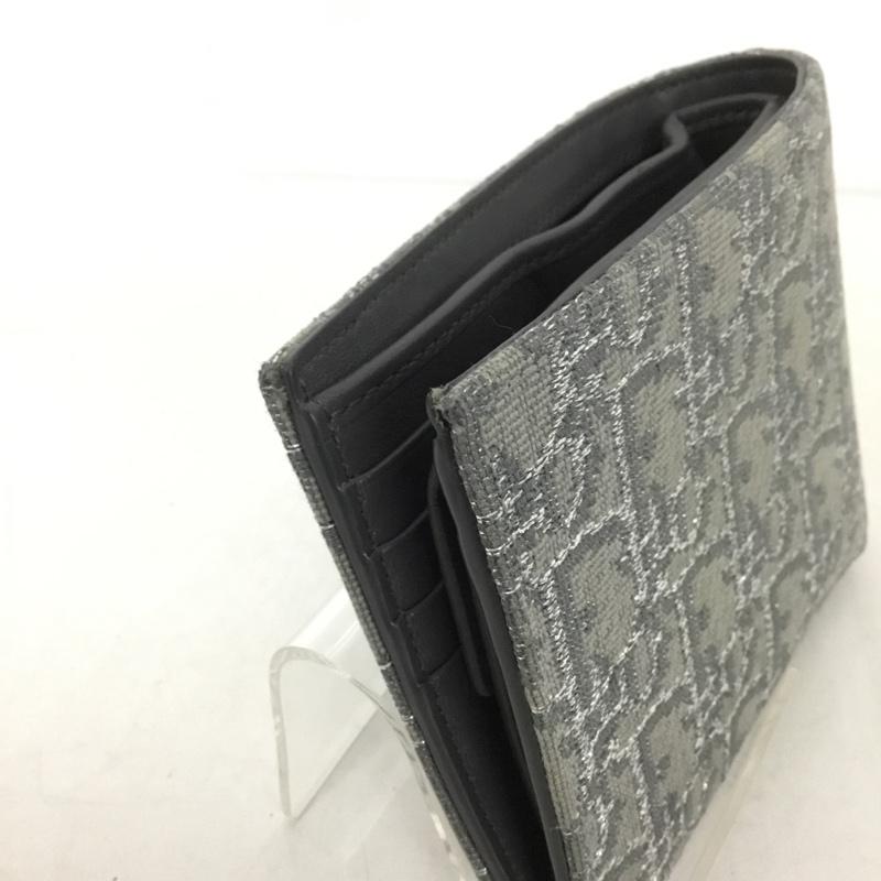 ディオール DIOR 財布 二つ折り ディオールオム イタリア製 総柄 銀 / シルバー /  メンズ USED 古着 中古 10146316