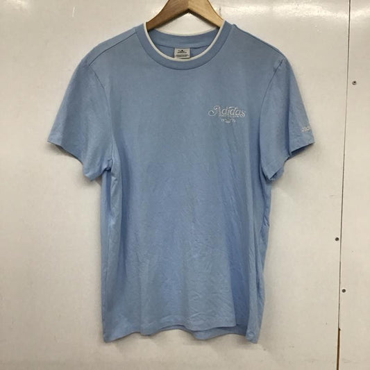 アディダス adidas Tシャツ 半袖 半袖カットソー プリントTシャツ クルーネックカットソー ロゴ、文字 水色 / ライトブルー /  メンズ USED 古着 中古 10133708
