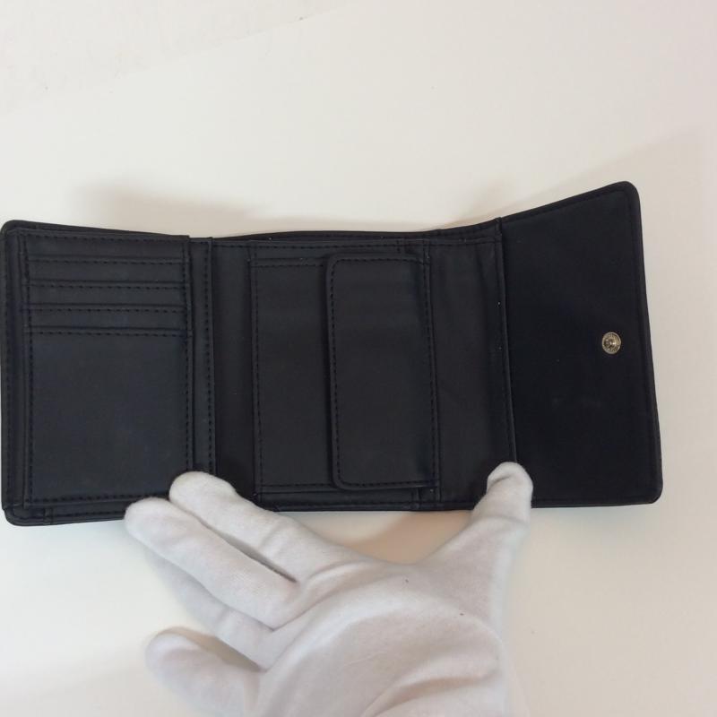 ゲス Guess 財布 二つ折り 無地 黒 / ブラック /  レディース USED 古着 中古 10004215