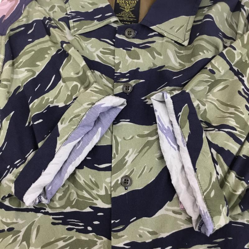 ヒューストン HOUSTON シャツ、ブラウス 半袖 HOUSTON 40727 ミリタリーアロハシャツ XL カモフラージュ柄・迷彩 黒 / ブラック / X カーキ / カーキ / X 茶 / ブラウン / X 桃 / ピンク /  メンズ USED 古着 中古 10134505