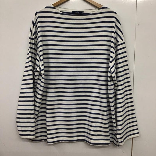 セントジェームス SAINT JAMES カットソー 長袖 長袖カットソー ボーダーカットソー ワイドネック ボーダー柄 白 / ホワイト / X 水色 / ライトブルー /  メンズ USED 古着 中古 10150426