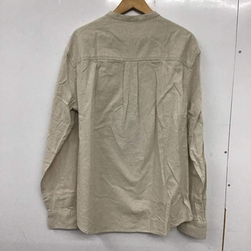 ザラ ZARA シャツ、ブラウス 長袖 長袖シャツ 無地シャツ ノーカラーシャツ プルオーバーシャツ M 無地 ベージュ / ベージュ /  メンズ USED 古着 中古 10139873