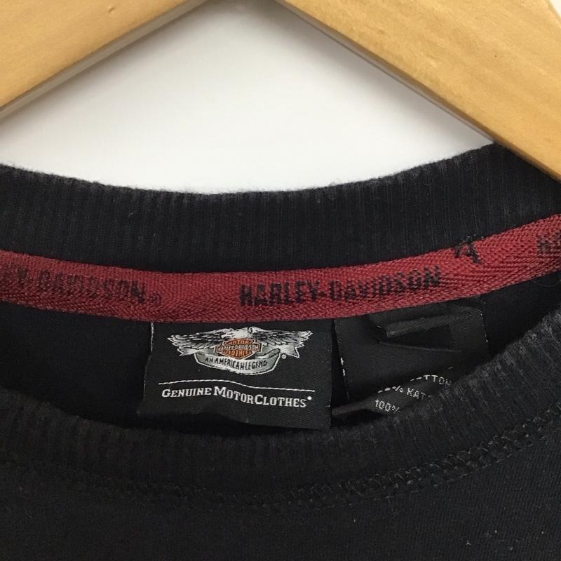 ハーレーダビッドソン Harley-Davidson Tシャツ 半袖 半袖カットソー プリントTシャツ クルーネックカットソー S ロゴ、文字 紺 / ネイビー /  メンズ USED 古着 中古 10134072