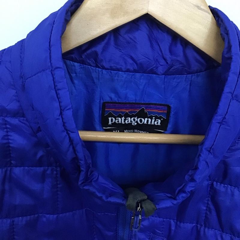 パタゴニア patagonia ジャケット、上着 ジャケット、ブレザー ジップアップジャケット ダウンジャケット アウター XL ロゴ、文字 青 / ブルー /  メンズ USED 古着 中古 10143191