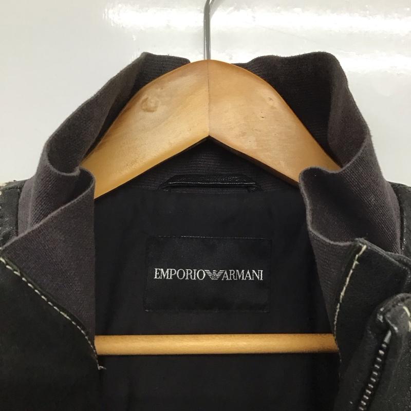エンポリオアルマーニ EMPORIO ARMANI ジャケット、上着 ジャケット、ブレザー レザージャケット ジップアップジャケット アウター 無地 黒 / ブラック /  メンズ USED 古着 中古 10144491