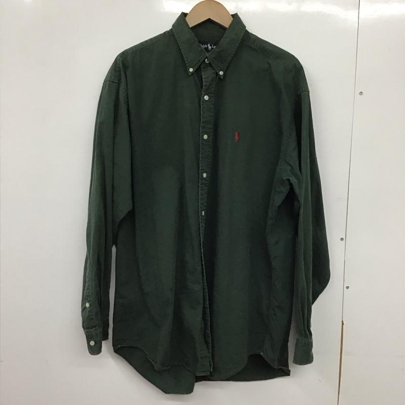 ラルフローレン RALPHLAUREN シャツ、ブラウス 長袖 長袖シャツ 無地シャツ カラーシャツ ボタンダウンシャツ L ロゴ、文字 緑 / グリーン /  メンズ USED 古着 中古 10144933