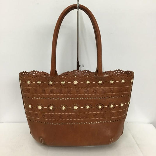 ゲンテン genten トートバッグ トートバッグ フラワーカットワーク レザー 刺繍  茶 / ブラウン /  レディース USED 古着 中古 10149261