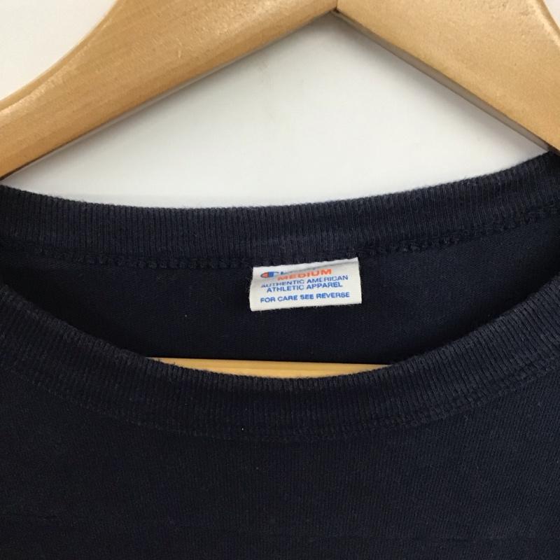 チャンピオン Champion Tシャツ 半袖 c3-p338 トリコロールタグ カレッジプリント 半袖フットボールTシャツ M ロゴ、文字 紺 / ネイビー /  メンズ USED 古着 中古 10141463