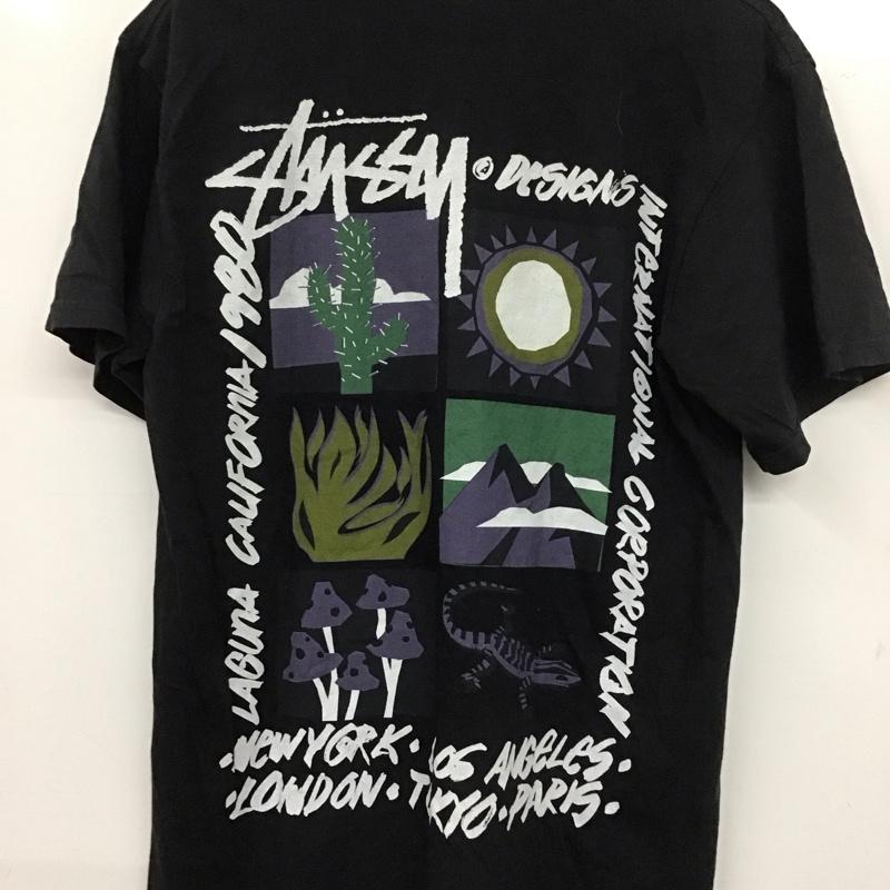 ステューシー STUSSY Tシャツ 半袖 半袖カットソー プリントTシャツ クルーネックカットソー S プリント 黒 / ブラック /  メンズ USED 古着 中古 10139554